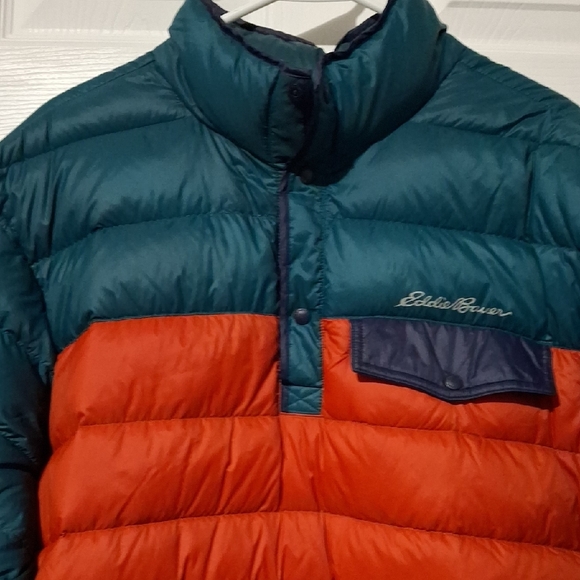 Eddie Bauer 650 Green and Orange Puffer Jacket Lightweight Insulated - Picture 4 of 7